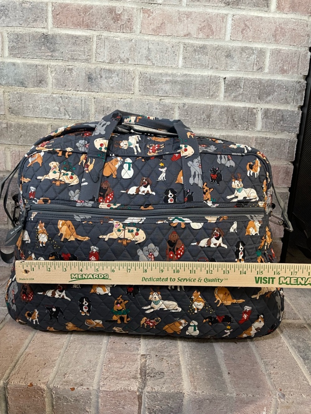 Vera Bradley Quilted Travel Bag in Dark Gray with Multicolor Dog Print - Picture 4 of 6